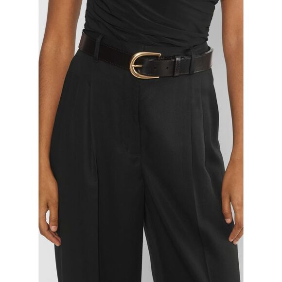 Aritzia Accent Solid Brass Leather Wide Belt in BLACK/GOLD Size S - NWT - Picture 1 of 8